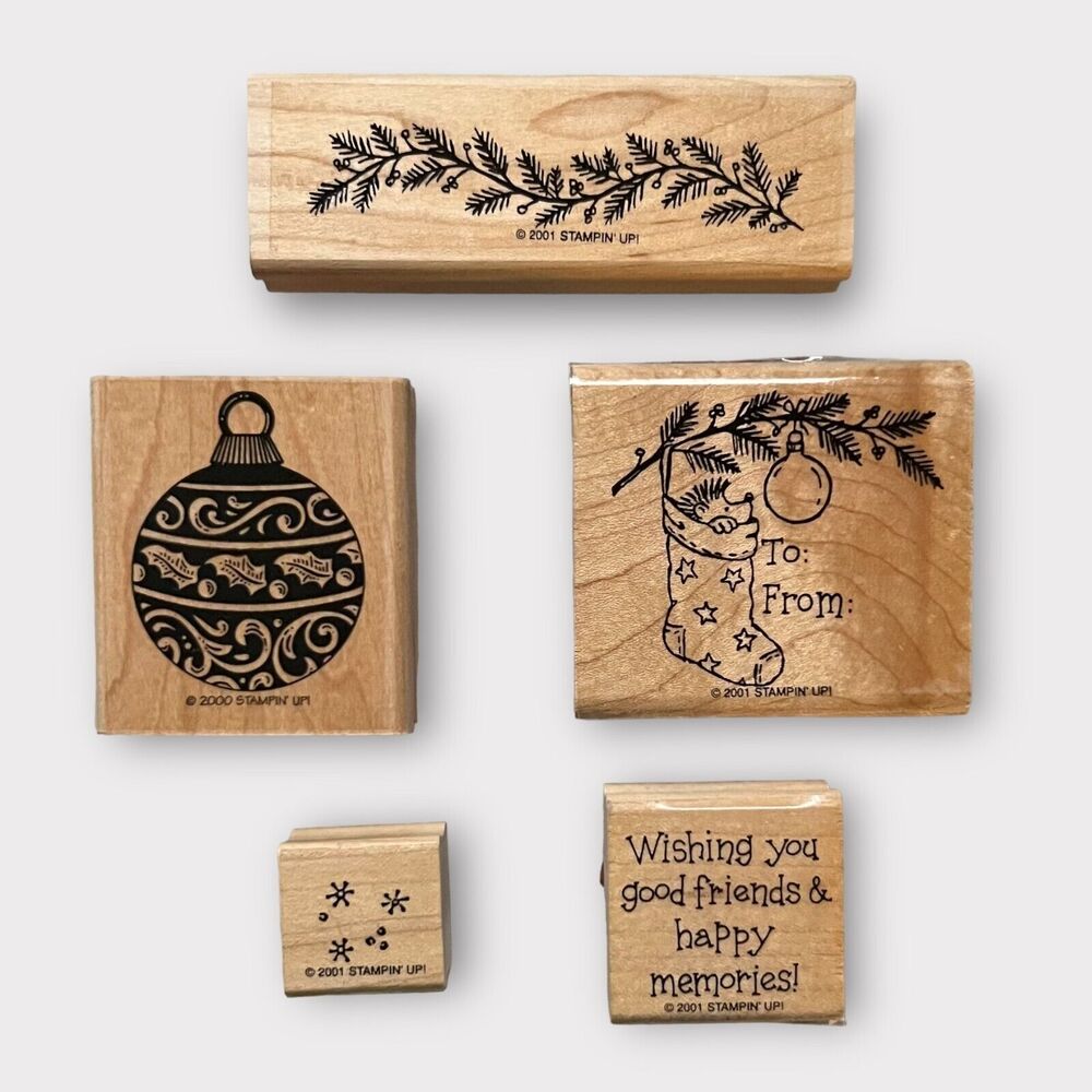 Stampin’ Up! Lot of 6 2000, 2001 Vintage Christmas, Winter, Holiday Stamps